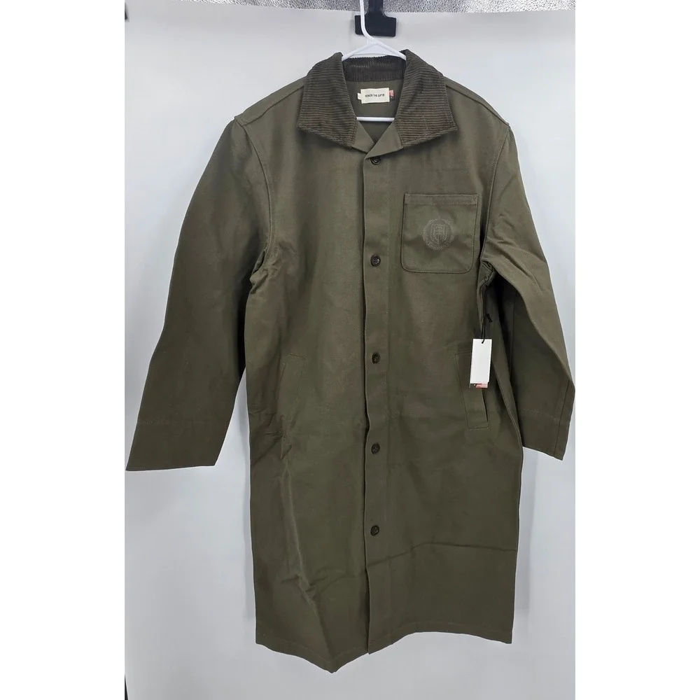 HONOR THE GIFT TRENCH COAT MENS LARGE ARMY GREEN OLIVE CANVAS CHORE STREETWEAR